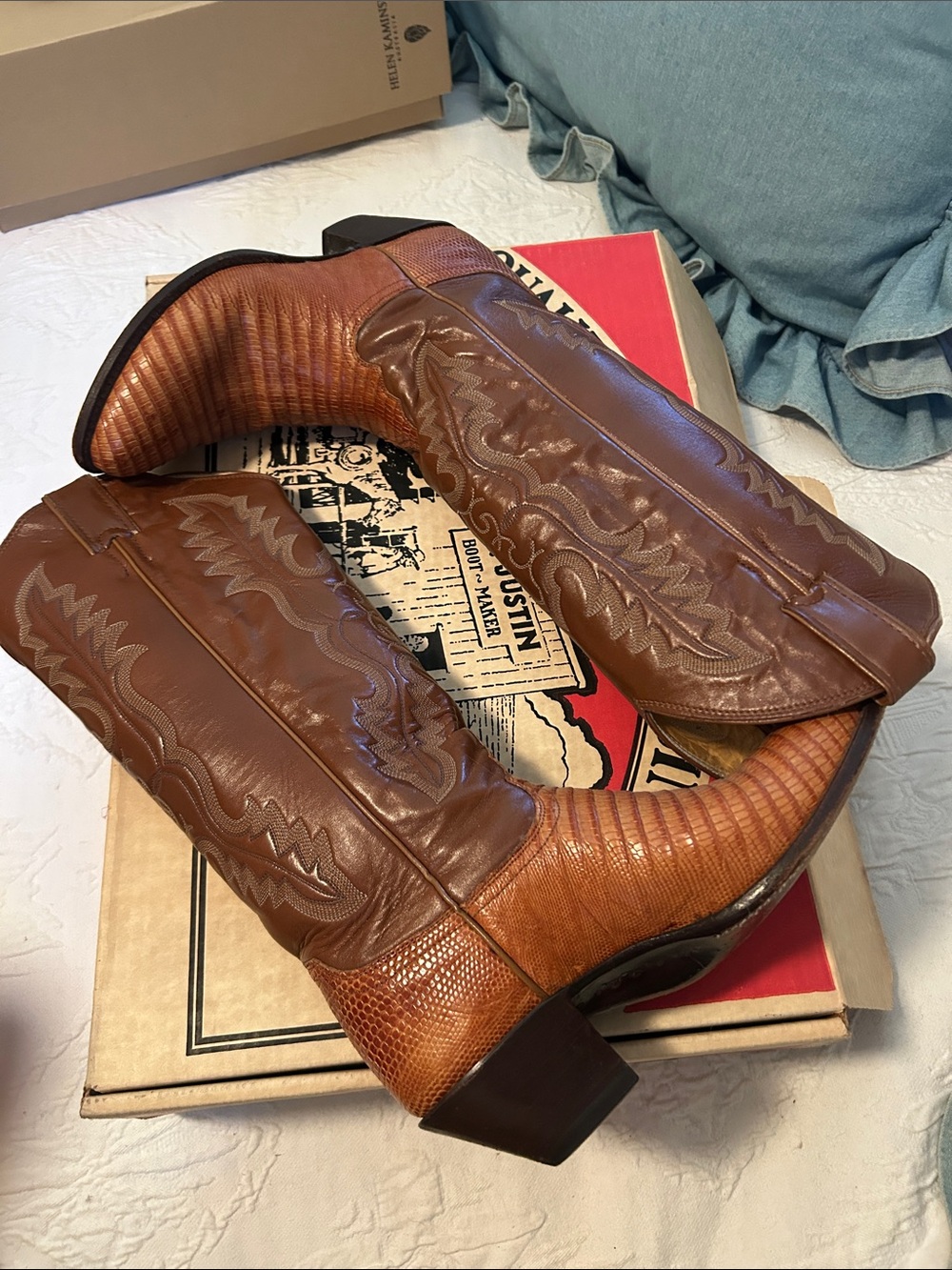 Justin Boots Two-Tone Brown Western Cowboy Boots